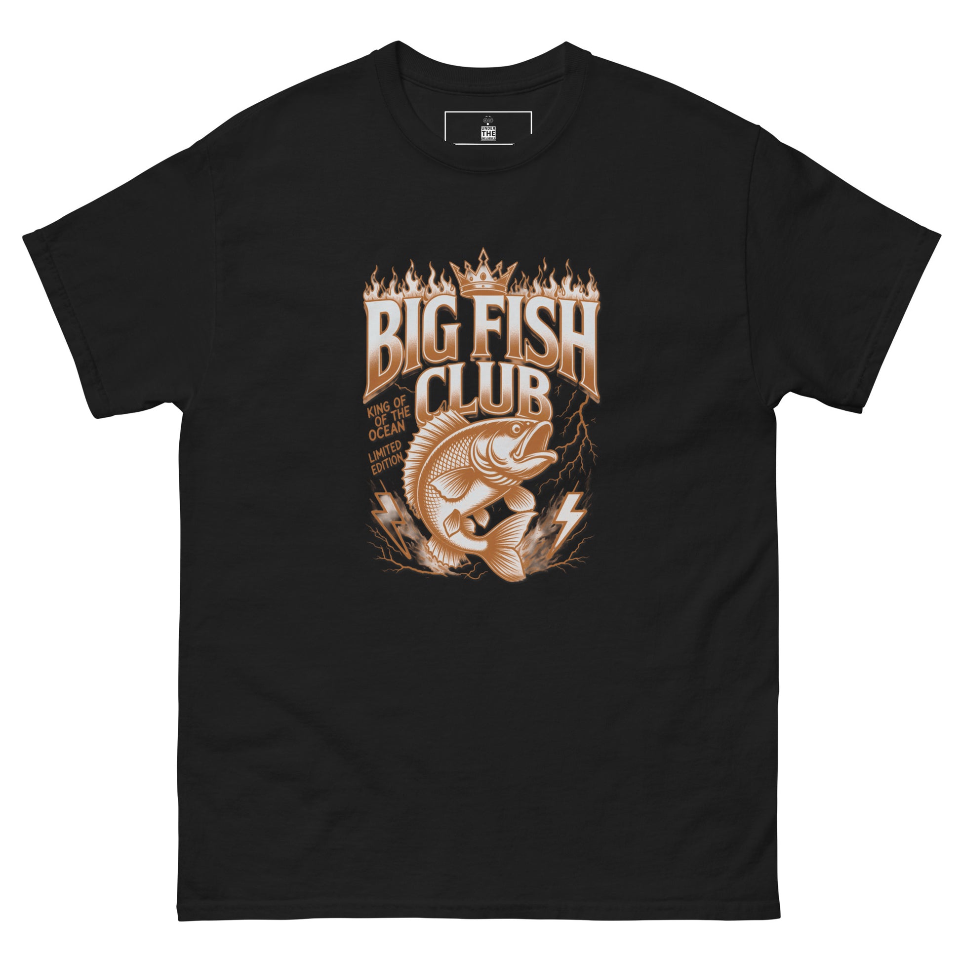 Big Fish Club graphic tee in black – front view