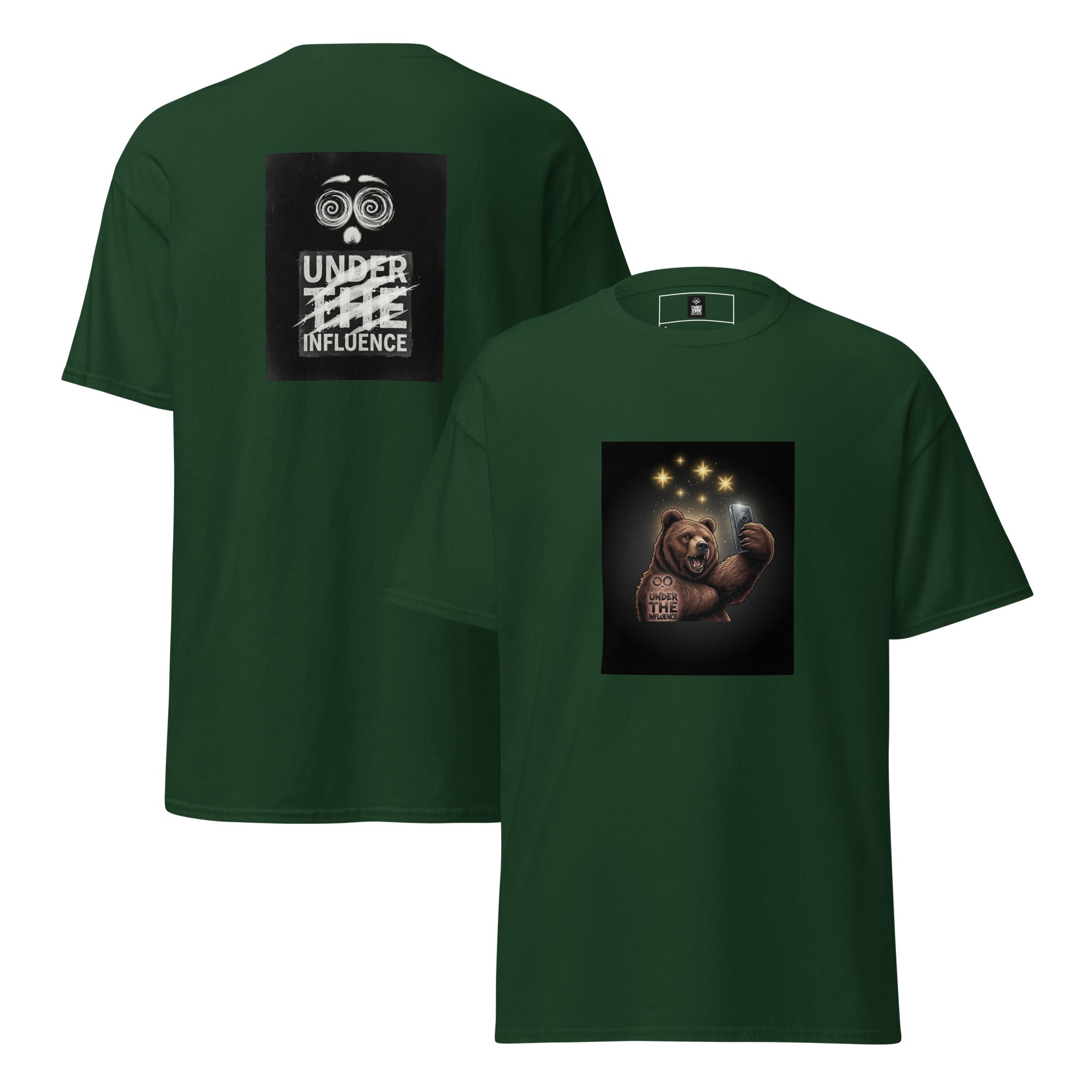 Zombie Drip Teddy Bear streetwear tee - Forest Green front and back