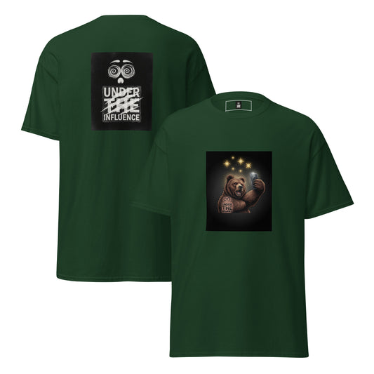 Zombie Drip Teddy Bear streetwear tee - Forest Green front and back