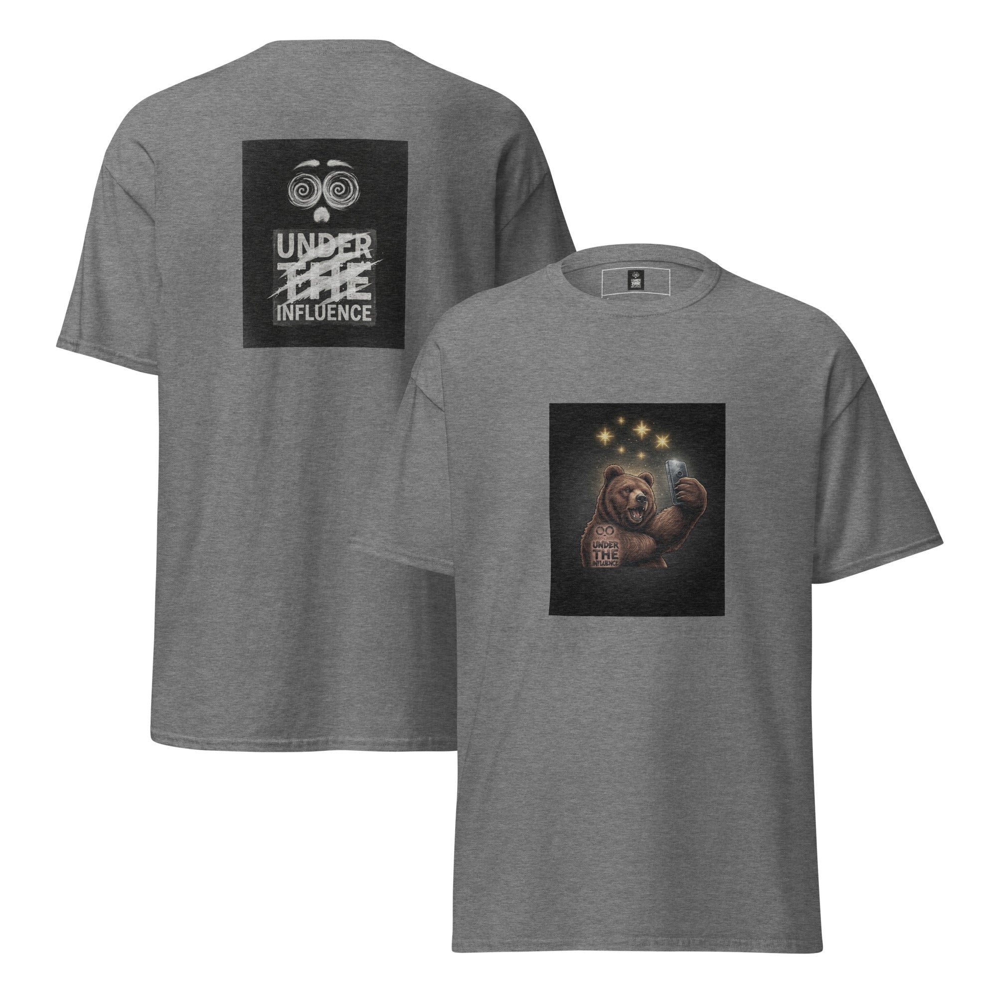 Zombie Drip Teddy Bear streetwear tee - Graphite Heather front and back