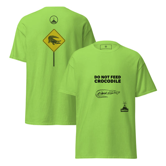 Don't Feed the Crocodile funny Florida tee - Lime front and back