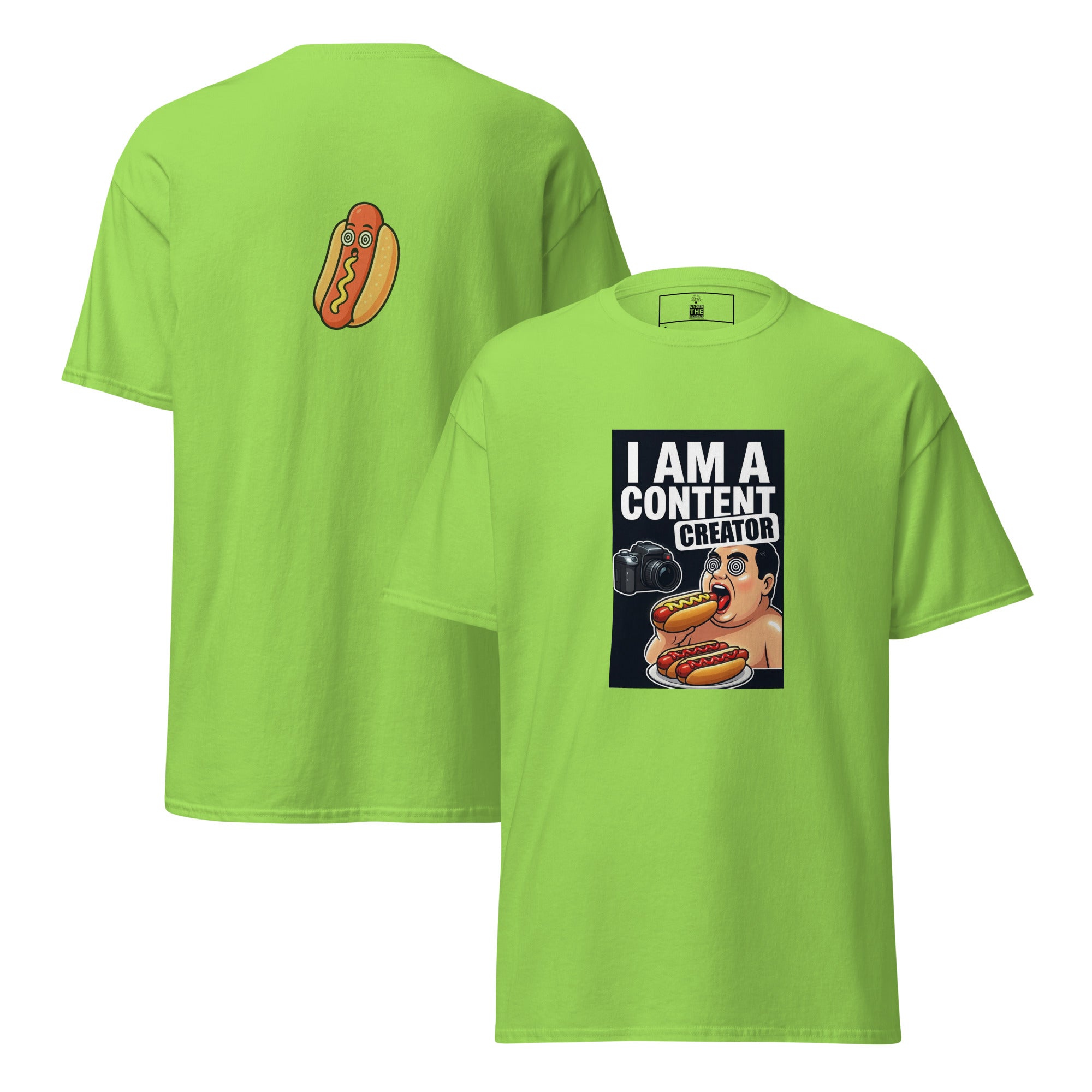 I Am a Content Creator unisex tee - Lime front and back