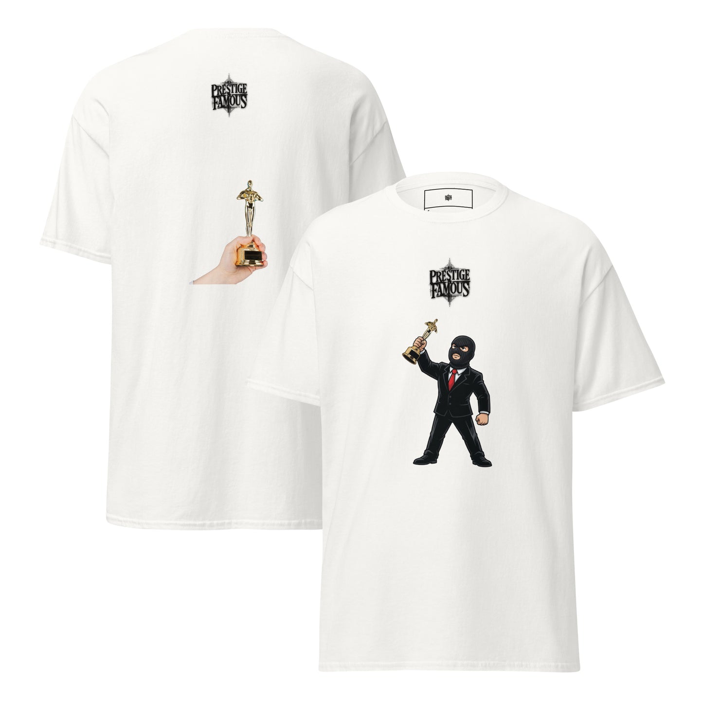 Steal the Show graphic tee in white — clean minimalist streetwear unisex cotton tee